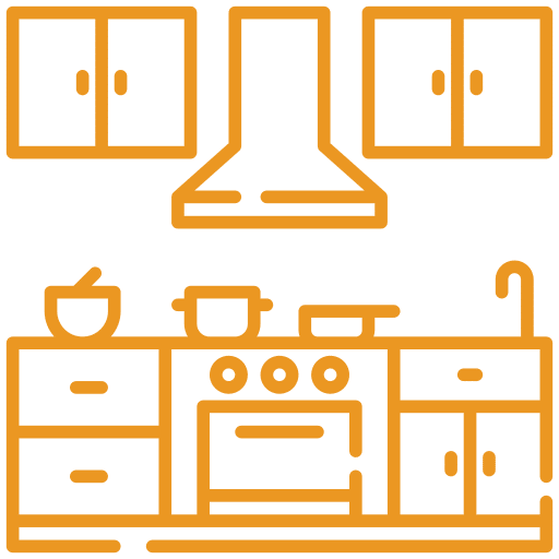 Gold colored icon for kitchen remodeling.
