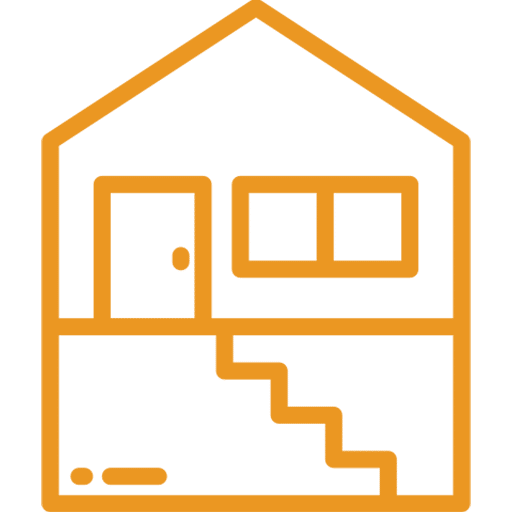 Gold colored icon for basement remodeling.
